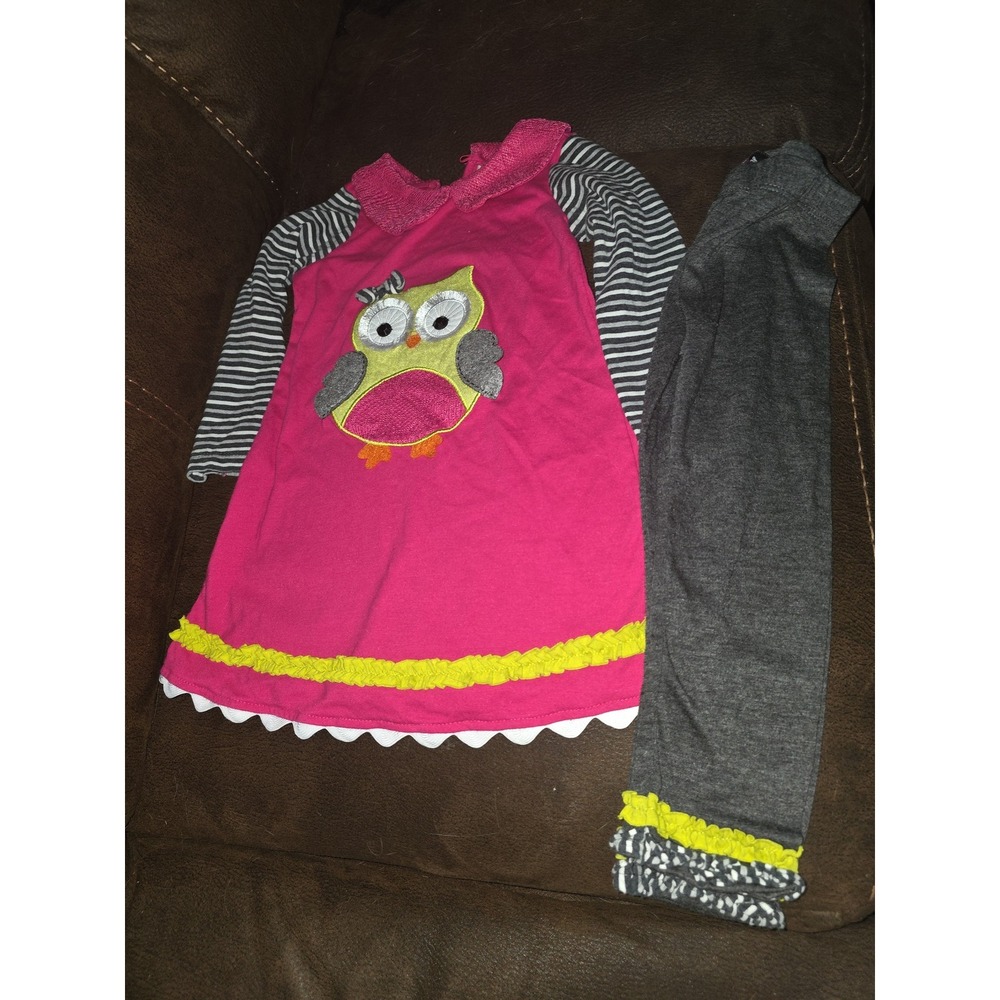 Counting daisies Owl Dress and Leggings Set fall autumn 3t